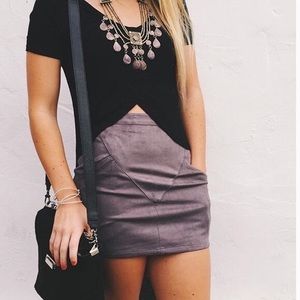 LF Grey Suede Mini Skirt